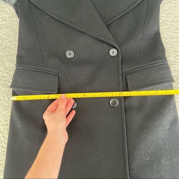 Club Monaco Carolina  Wool Pea Coat Leather Sleeves - Picture 16 of 16